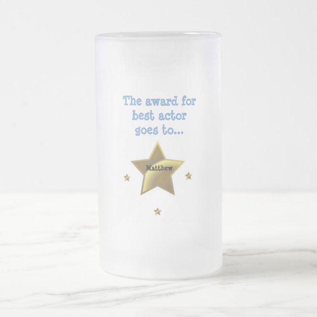 Best Actor: Matthew Frosted Glass Beer Mug (Center)