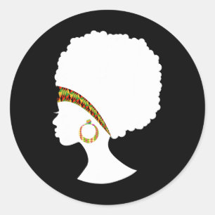 Best African American Kente Natural Hair Cloth Wom Classic Round Sticker