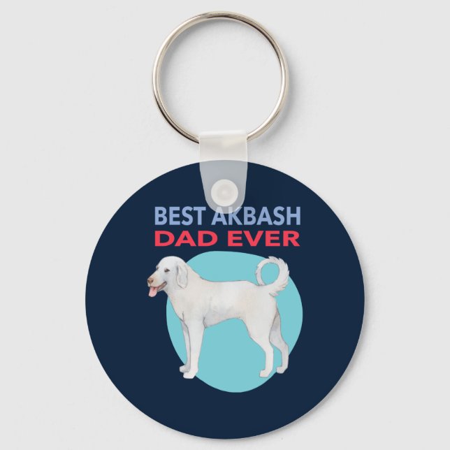 Best Akbash Dad Ever Watercolor Dogs Key Ring (Front)