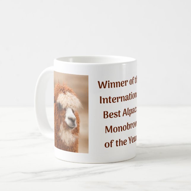 Best Alpaca Monobrow Coffee Mug (Front Left)