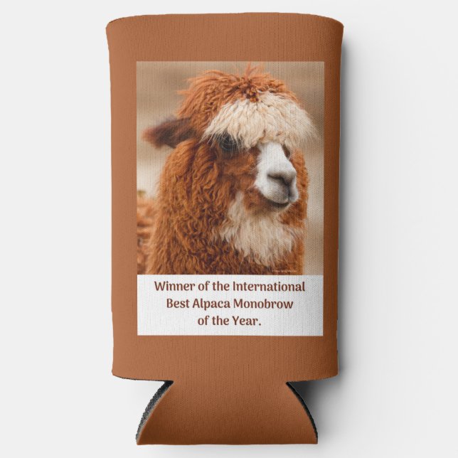 Best Alpaca Monobrow Seltzer Can Cooler (Front)