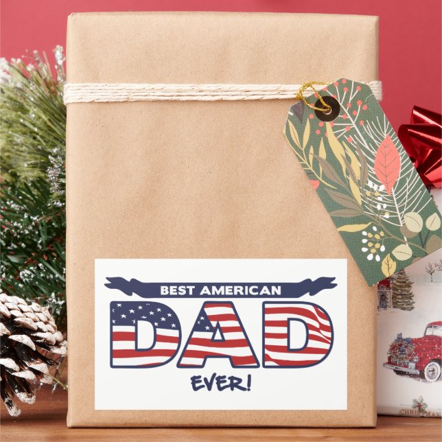 Best American Dad Ever Rectangular Sticker (Holiday)