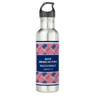 BEST AMERICAN PAPA Patriotic Flag Personalised 710 Ml Water Bottle