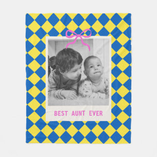 Best Aunt Auntie Birthday Custom Photo Diamond Fleece Blanket