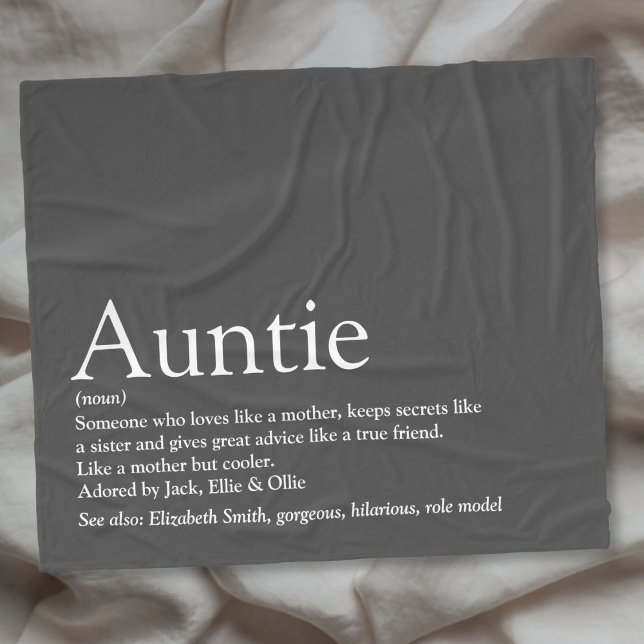 Best Aunt Auntie Definition Fun Grey Fleece Blanket (Best Aunt Auntie Definition Fun Gray Fleece Blanket)