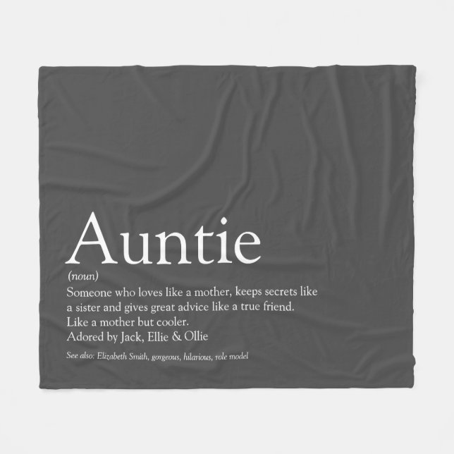 Best Aunt Auntie Definition Fun Grey Fleece Blanket (Front (Horizontal))