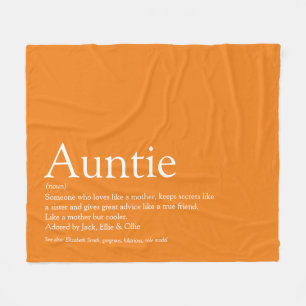 Best Aunt Auntie Definition Orange Fun Fleece Blanket