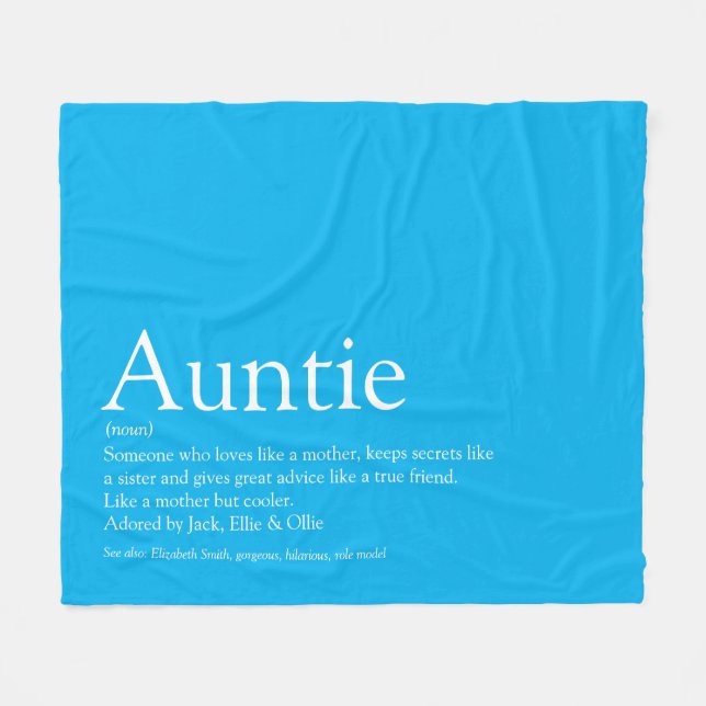 Best Aunt Auntie Definition Sky Blue Fun Fleece Blanket (Front (Horizontal))