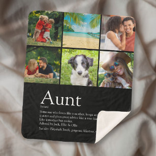 Best Aunt Auntie Ever Modern 6 Photo Collage Sherpa Blanket