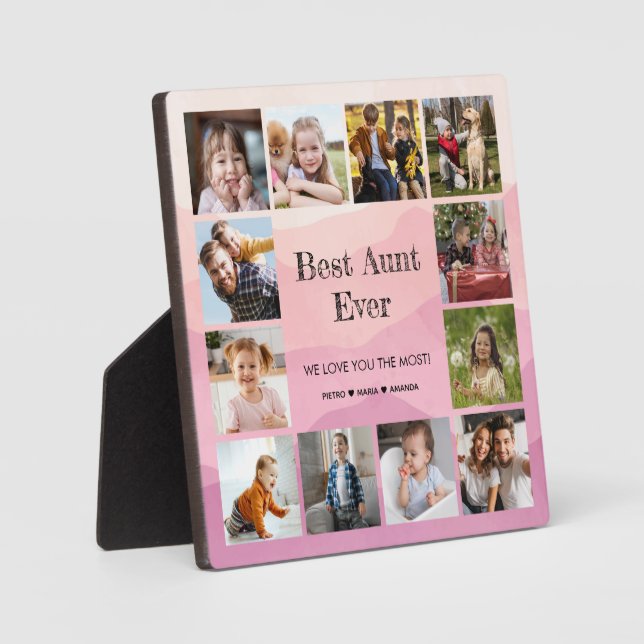 Best Aunt Ever 12 Photo Collage  Plaque (Front)