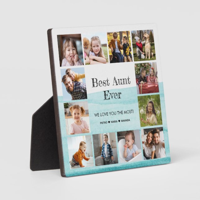 Best Aunt Ever 12 Photo Collage  Plaque (Front)