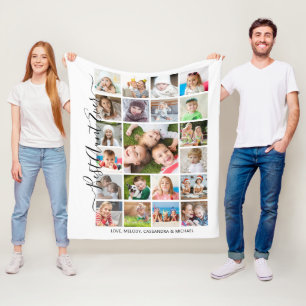 BEST AUNT EVER 21 Photo Collage Script Keepsake Fleece Blanket