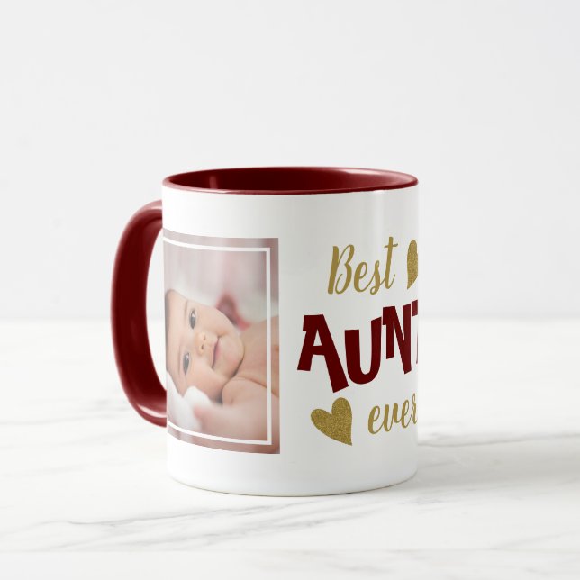 Best Aunt Ever 2 Photo Maroon And Gold Mug (Front Left)