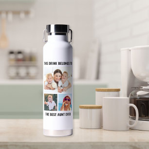 Best Aunt Ever 3 Photo Water Bottle