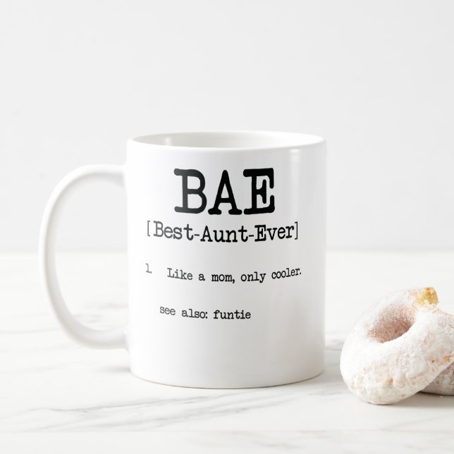 Best Aunt Ever BAE Cool Auntie Gifts Coffee Mug (With Donut)