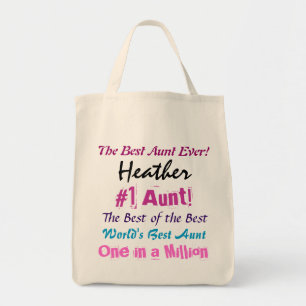 Best Aunt Ever Custom Name Tote Bag