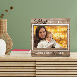Best Aunt Ever Custom Photo Rustic Wood Plaque