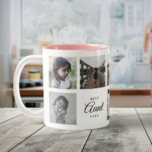 Best Aunt Ever Cute Trendy Instagram Photo Collage Two-Tone Coffee Mug