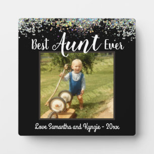 Best Aunt Ever Love Photo Glitter Plaque