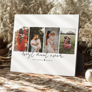 Best Aunt Ever Modern Script 4 Photos Collage Gift Plaque