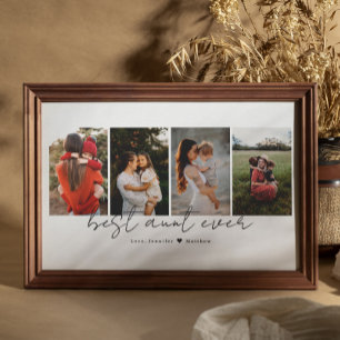 Best Aunt Ever Modern Script 4 Photos Collage Gift Poster
