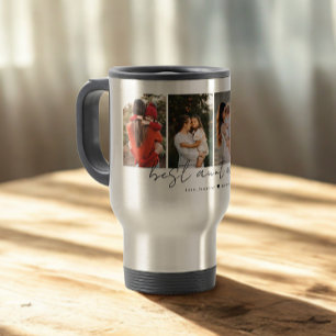 Best Aunt Ever Modern Script 4 Photos Collage Gift Travel Mug