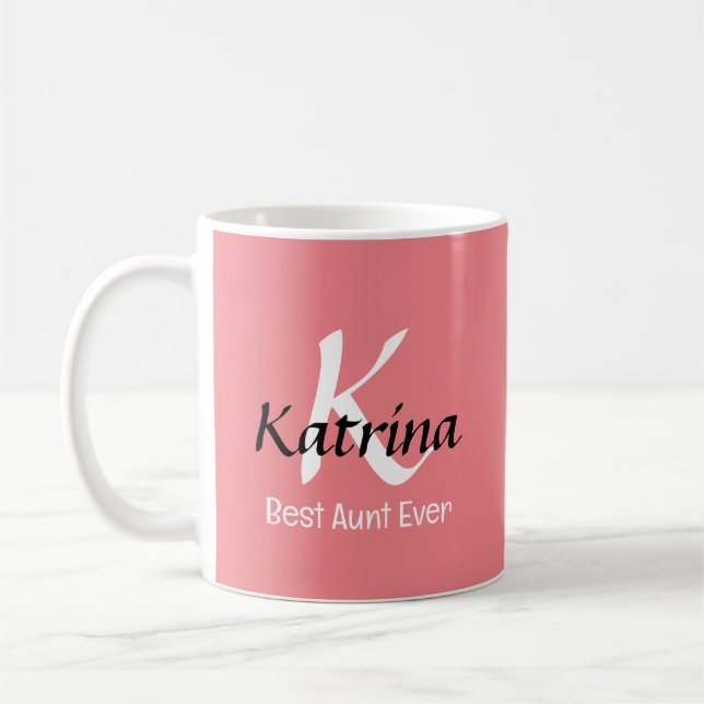 Best Aunt Ever Monogram Gifts Custom Name Coffee Mug (Left)