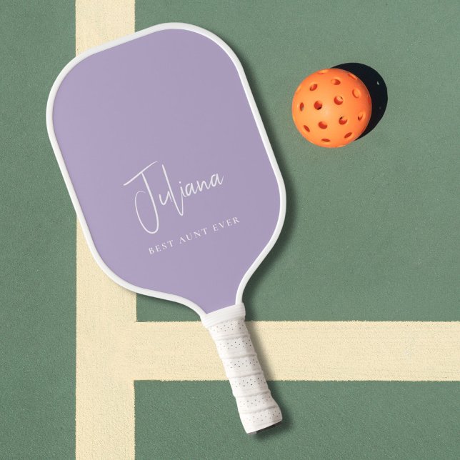 Best Aunt Ever Monogram Script Lavender Pickleball Paddle (Creator Uploaded)