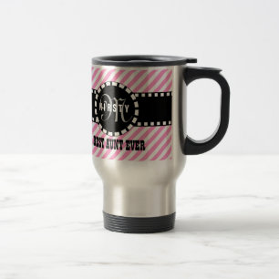 Best AUNT Ever Monogram with DIAGONAL STRIPES V05 Travel Mug