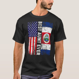 Best Aunt Ever Mother's Day Costa Rica Us Flag T-Shirt