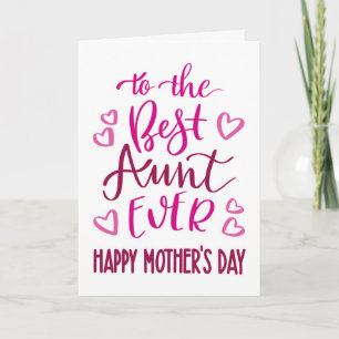Best Aunt Ever Mother's Day Typography in Pink Card