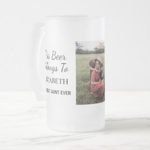 Best Aunt Ever Personalised Photo Frosted Glass Be Beer Mug