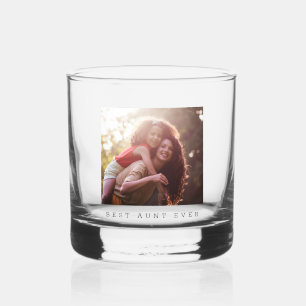 Best Aunt Ever Personalised Photo Keepsake Gift Whiskey Glass