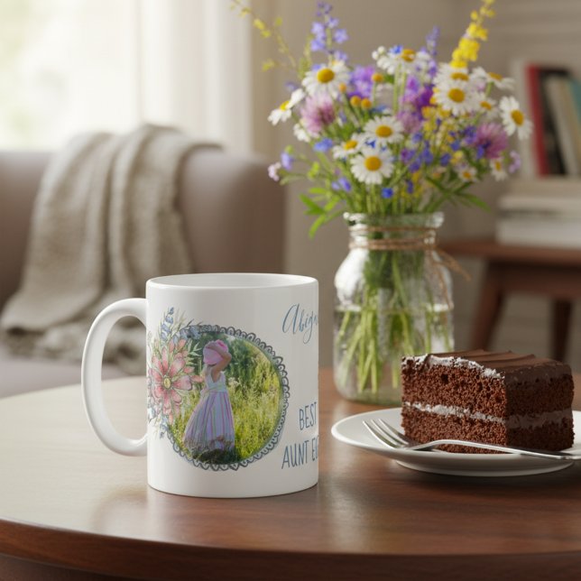 Best Aunt Ever Personalised Photo Mug (Best aunt ever coffee mug! Personalized gift for an awesome aunt.)