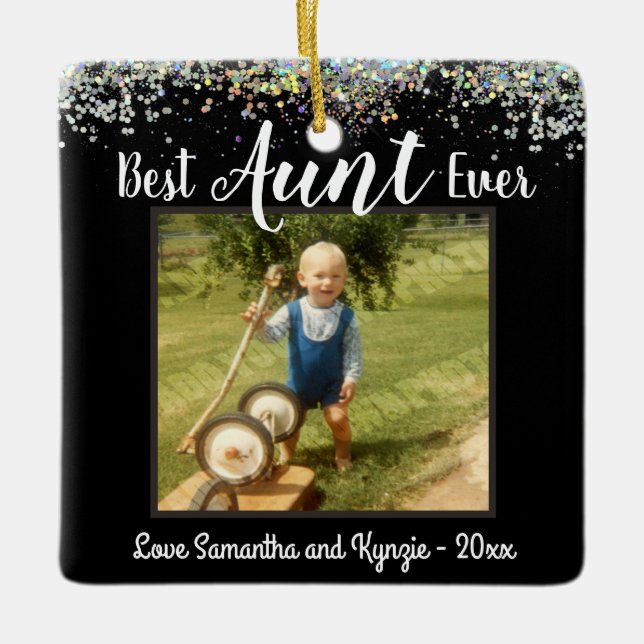 Best Aunt Ever Photo Ceramic Ornament (Front)