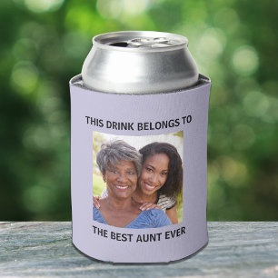 Best Aunt Ever Photo Purple Can Cooler