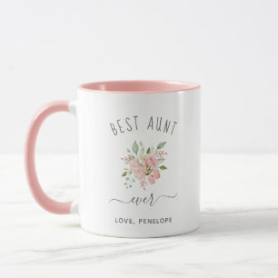Best Aunt Ever Pretty Elegant Pink Roses Mug