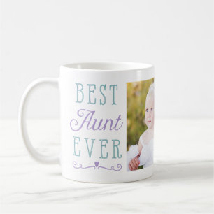 Best Aunt Ever Purple Teal Custom Photo Coffee Mug