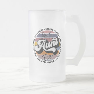 Best Aunt Ever, Retro Best Aunt Ever, Aunt Gifts Frosted Glass Beer Mug