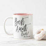 Best Aunt Ever | Script Style Custom Two-Tone Coffee Mug<br><div class="desc">Make the aunt of the bride feel extra appreciated with this special custom name coffee mug.

It features the words "Best Aunt Ever" in an elegant script-style text. Underneath this is a spot for her name.</div>