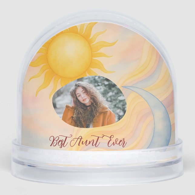 Best Aunt Ever Sun and Moon Photo  Thoughtful Gift Snowglobe (Front)