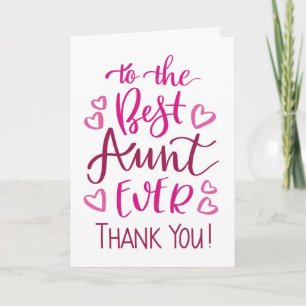 Best Aunt Ever Thank you Typography in Pink Card