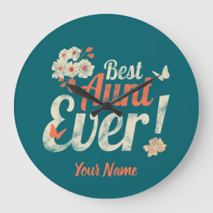 Best Aunt Ever Vintage Auntie Birthday Godmother Large Clock