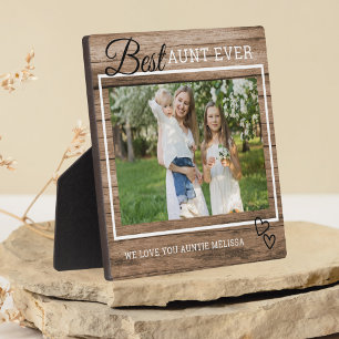 Best Aunt Ever We Love You Rustic Wood Photo Plaque