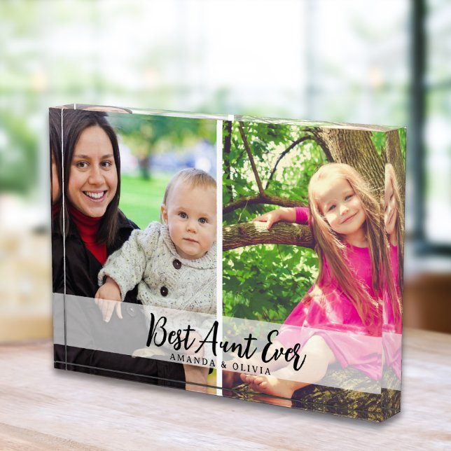 Best Aunt Forever 2 Picture Collage Auntie Gift Photo Block (Creator Uploaded)