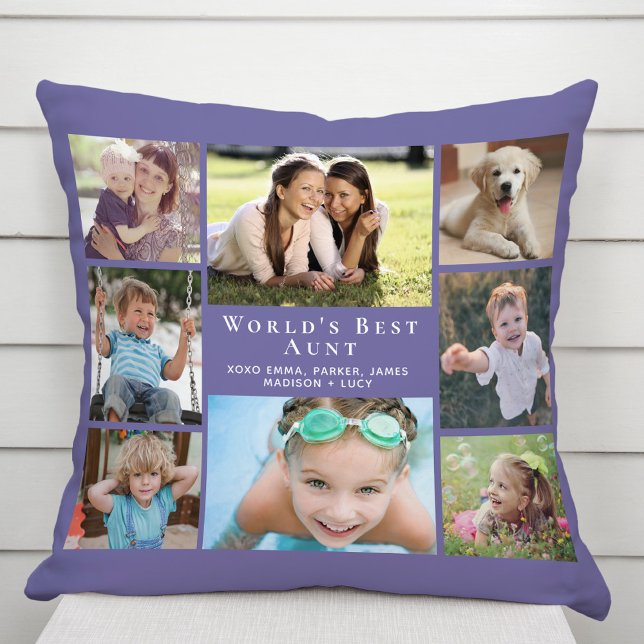 Best Aunt Purple Photo Collage Cushion (Creator Uploaded)