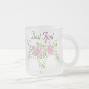 Best Aunt Swirling Hearts Frosted Glass Coffee Mug