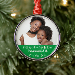 Best Aunt Uncle Ever Personalised Photo Christmas  Metal Tree Decoration