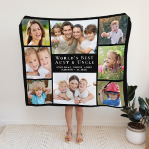 Best Aunt Uncle Photo Collage Black Sherpa Blanket