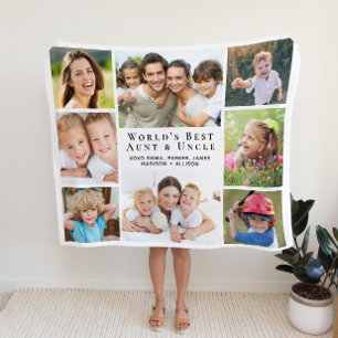 Best Aunt Uncle Photo Collage Sherpa Blanket